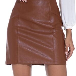 High Waisted Faux Leather Mini Pencil Skirt